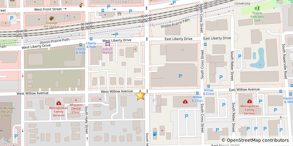 Map of downtown Wheaton showing the location of the planned 20-unit veterans apartment development near Liberty Drive